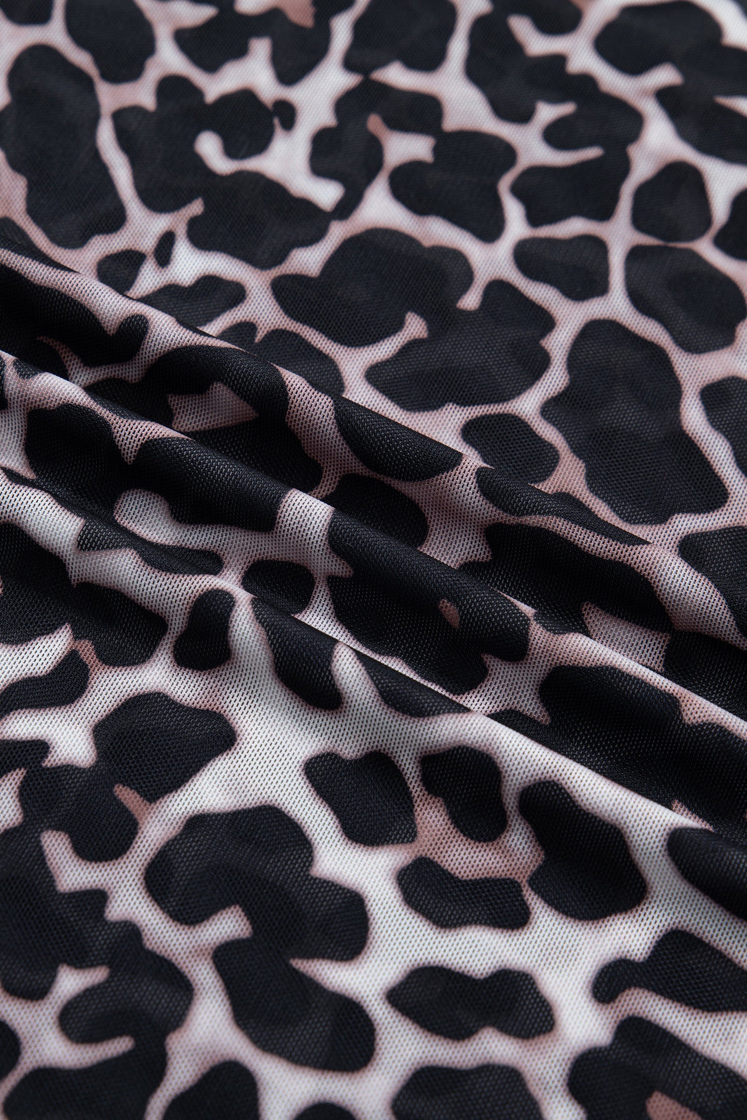 Leopard Sheer Mesh Short Sleeve Top