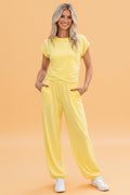Solid Cropped Tank Top & Jogger Pants Set