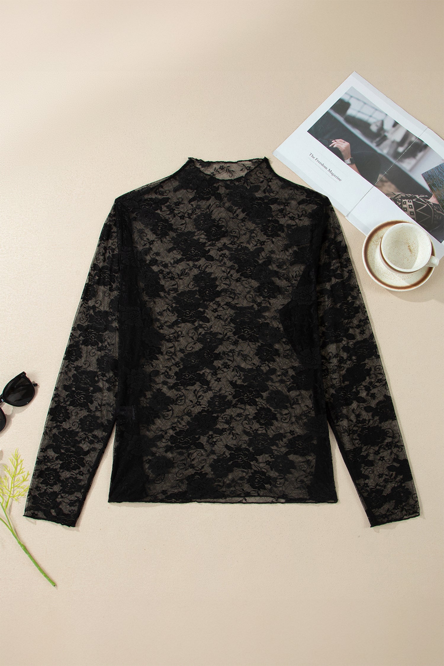 Floral Mesh Long Sleeve Top