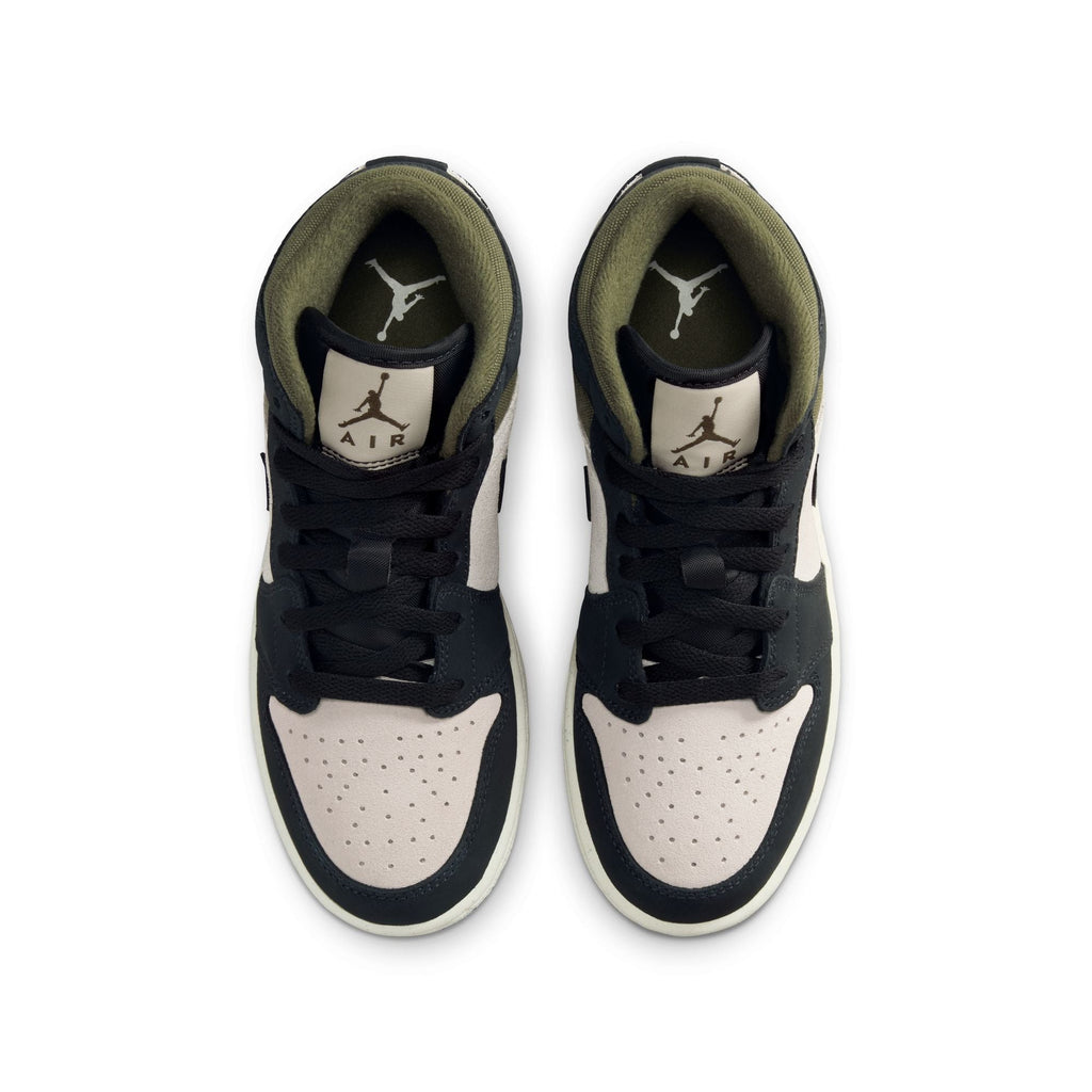 Air Jordan Big Kids 1 Mid- Light Orewood Brown