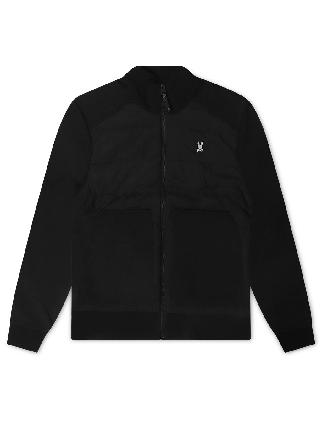 Psycho Bunny Mens Michael Mixed Media Zip Flannel - Black