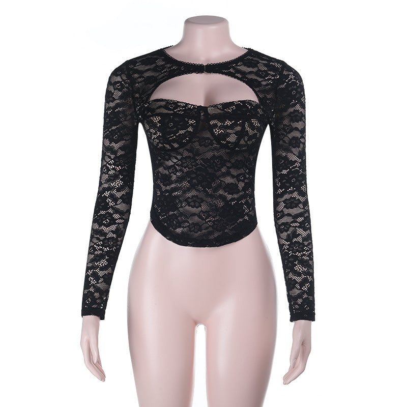 Lace Cutout Sexy Long Sleeve