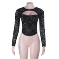 Lace Cutout Sexy Long Sleeve