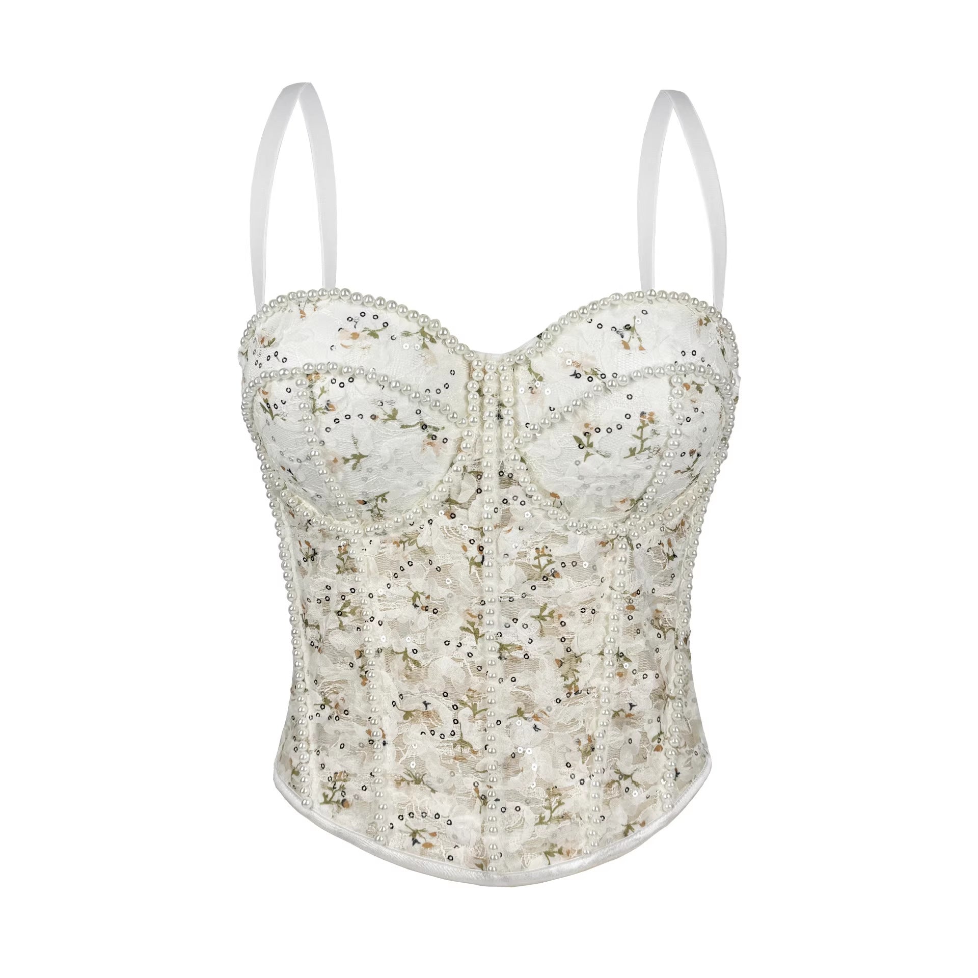 Pearl Mesh Boning Corset Top