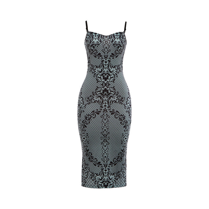 Low Cut Back Slit Slim Fit Sexy Dress
