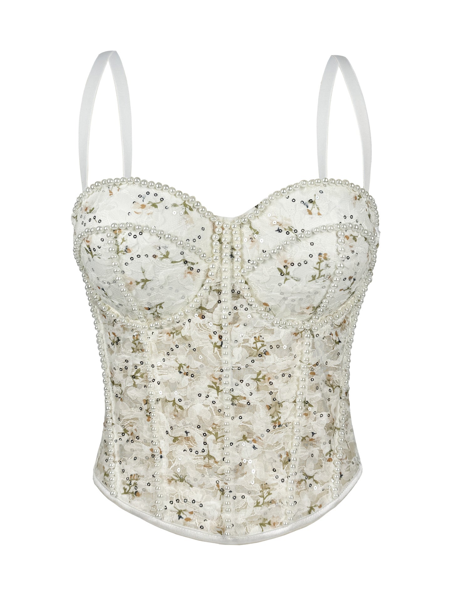 Pearl Mesh Boning Corset Top