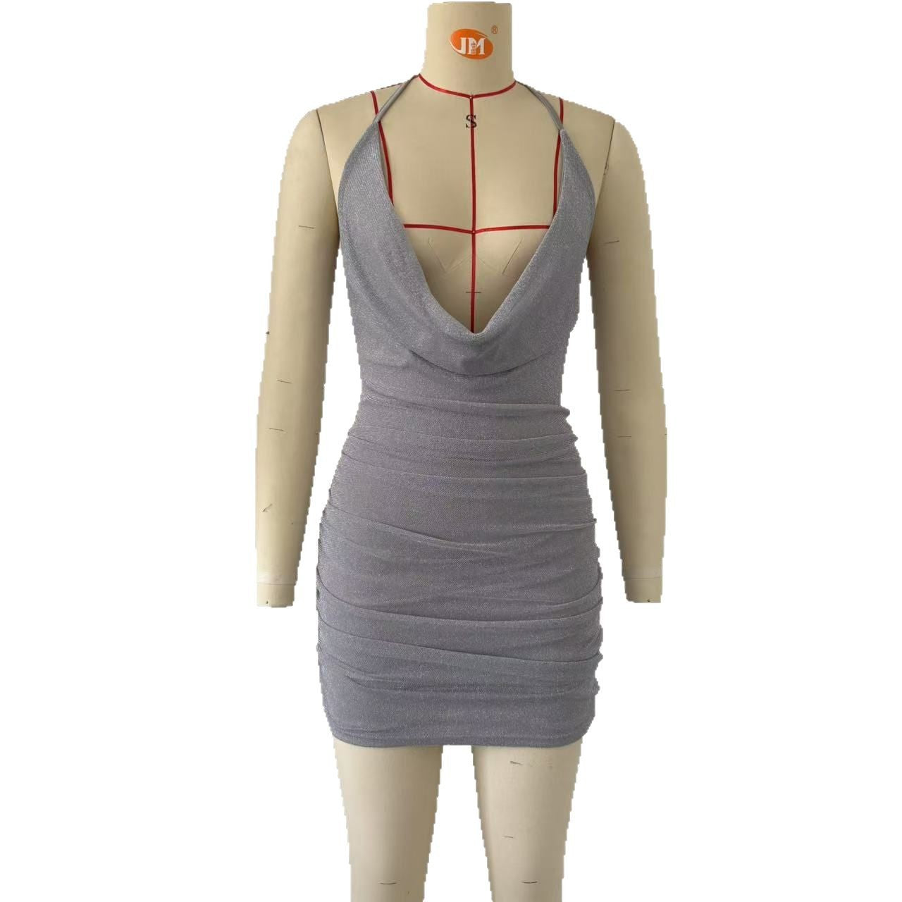 Women Sexy Low Cut Halter Hip Dress
