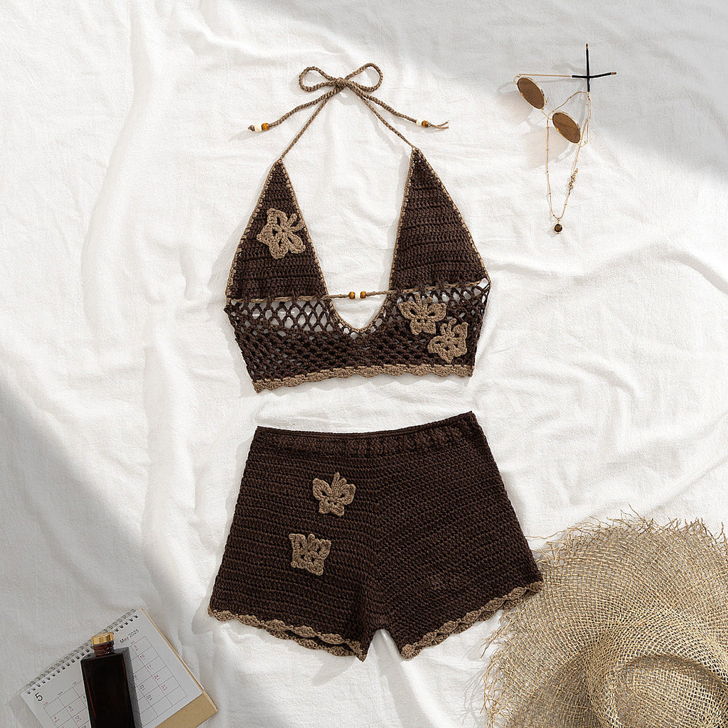 Knitted Cutout High Waist Two Piece Sets