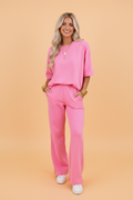 Solid Color Oversize Tee & Wide Leg Pants Set