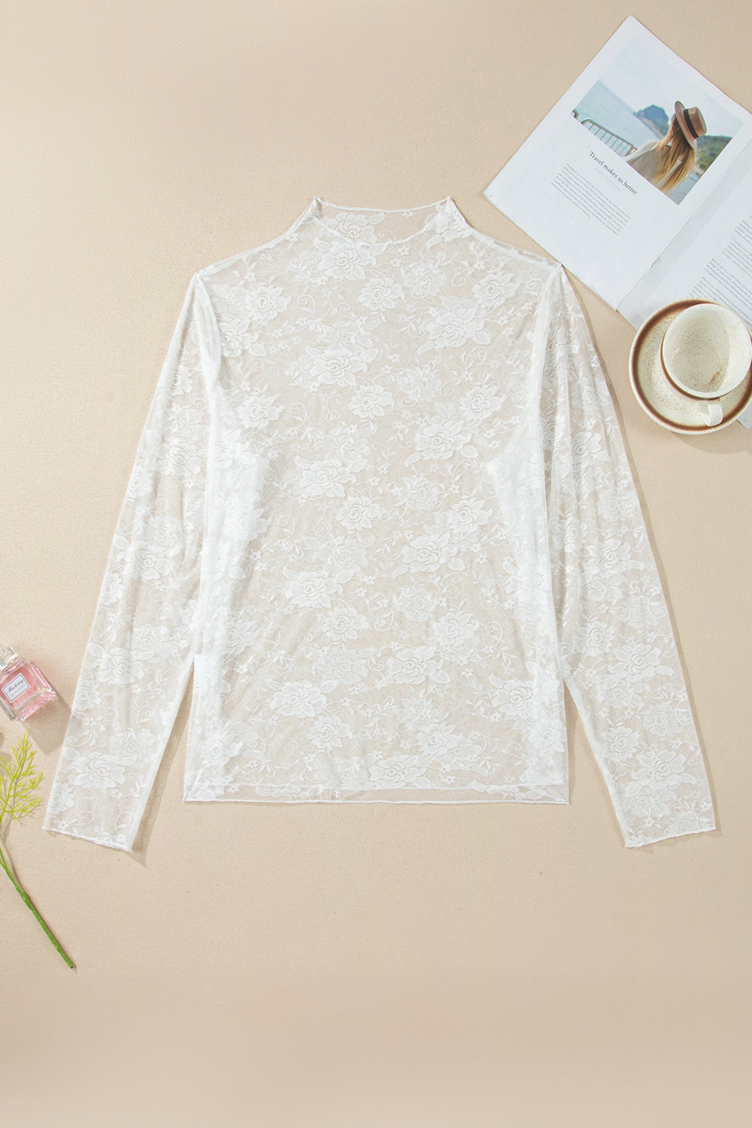 Floral Mesh Long Sleeve Top